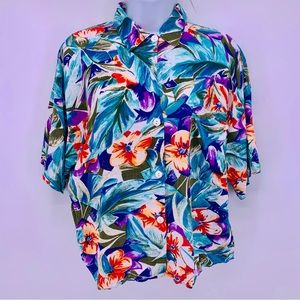 Vintage Judy Knapp Floral Button Down Womens Size M